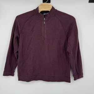 Tommy Bahama Reversible 1/4 Zip Sweater Mens XXL 2XL Purple Pullover Tencel